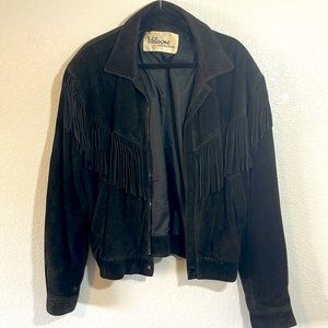 WILSON LEATHER SUEDE FRINGE BOMBER ZIP UP JACKET M/L
